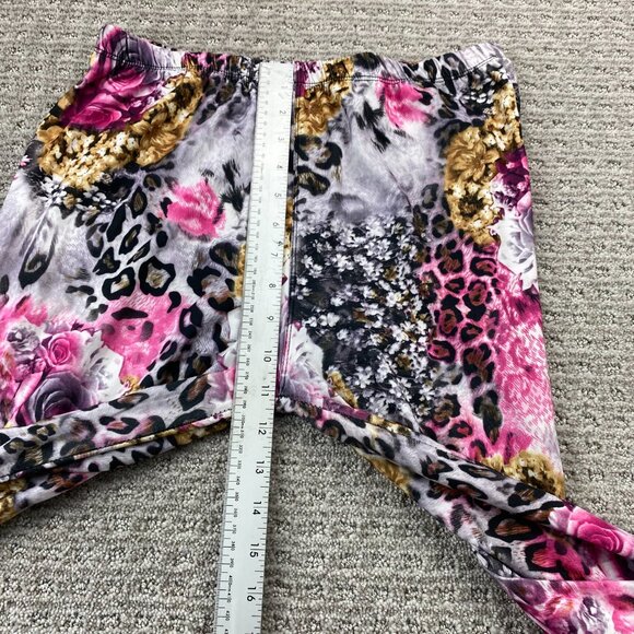 Silver Women's Floral Leggings Plus One Size Stretchable Pants - Picture 9 of 12